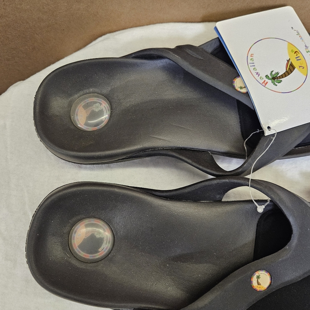 Black Flip Flop Sandals Men Size 11 - Picture 3 of 16